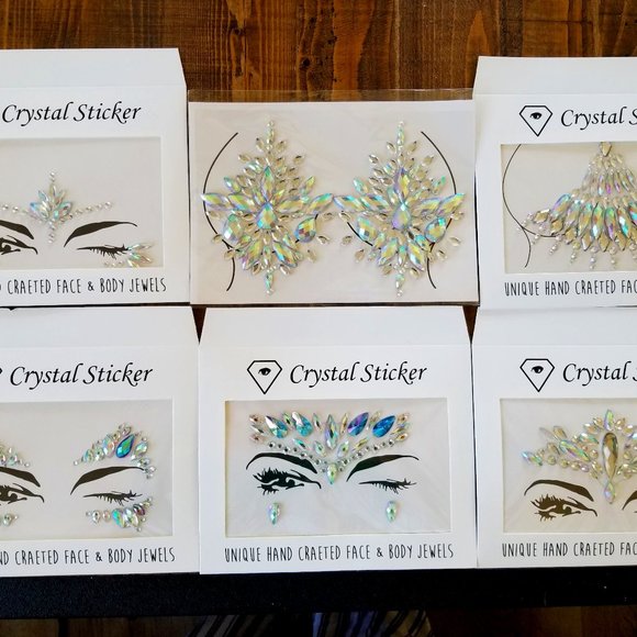 Jewelry Face Body Reusable Sticker Jewels Set Of 6 Different Styles